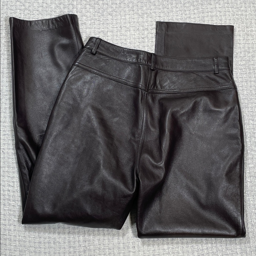 Gorgeous Brown Leather Pants Pockets Lined Vintage Size 8 Petite Real Clothes - Picture 2 of 16